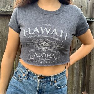 Dark grey cropped Hawaii graphic tee/ t shirt